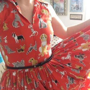 Bernie Dexter Sleeveless Dog Print Swing Dress